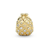Pineapple 14k Gold Plated  charm with golden coloured cubic zirconia