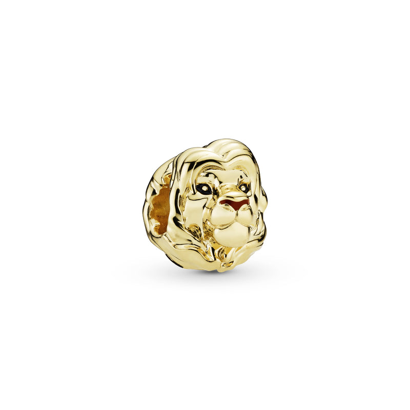 Disney Simba 14k Gold Plated  charm with black and brown enamel