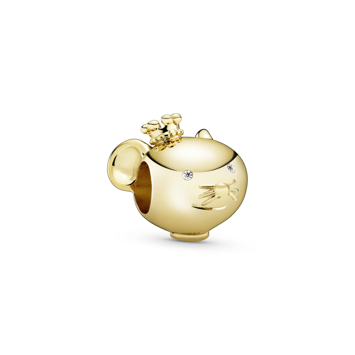 Chinese zodiac rat 14k Gold Plated charm with clear cubic zirconia