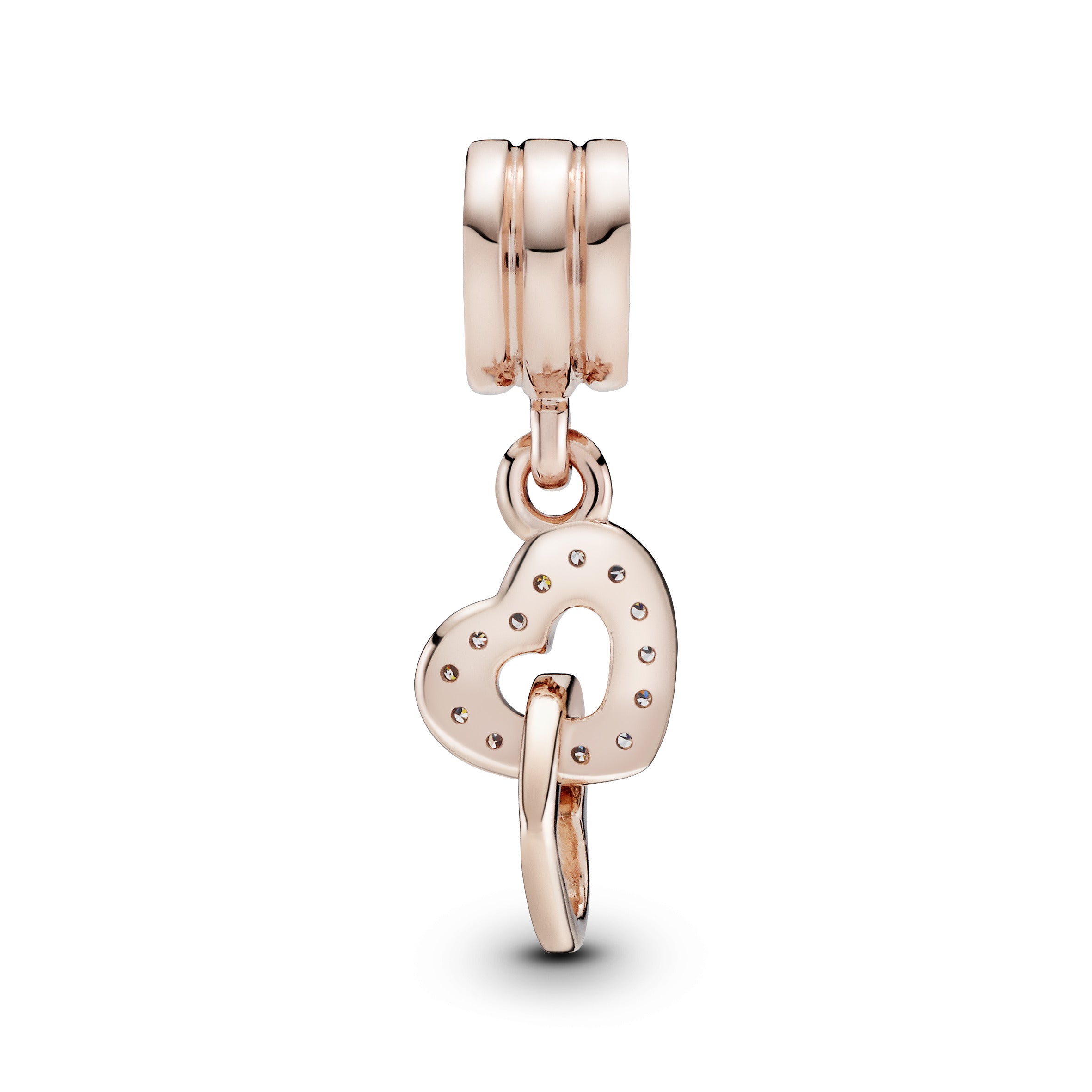 Heart 14k Rose Gold-plated dangle with cubic zirconia