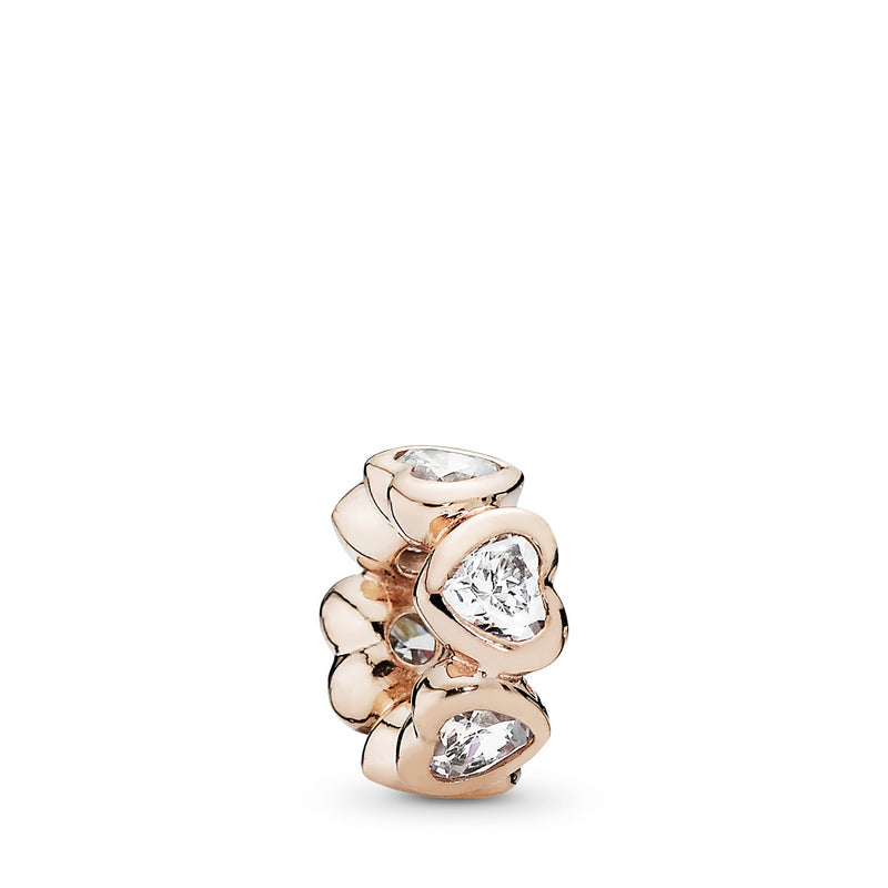Heart 14k Rose Gold-plated spacer with cubic zirconia