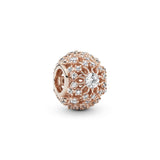 Openwork decorative 14k Rose Gold-plated charm with clear cubic zirconia