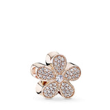Daisy pave 14k Rose Gold-plated charm with clear cubic zirconia