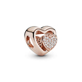 PANDORA Rose heart charm with clear cubic zirconia