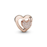 PANDORA Rose heart charm with clear cubic zirconia