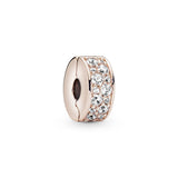 PANDORA Rose clip with clear cubic zirconia and silicone grip