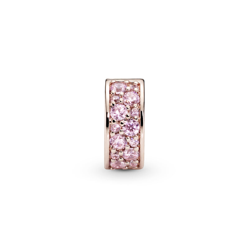 PANDORA Rose clip with pink cubic zirconia and silicone grip