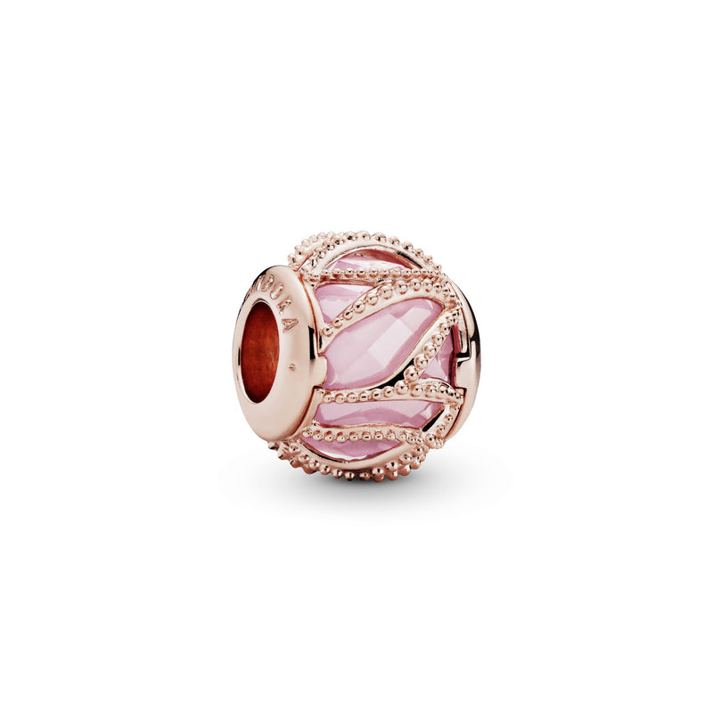 PANDORA Rose charm with faceted pink cubic zirconia