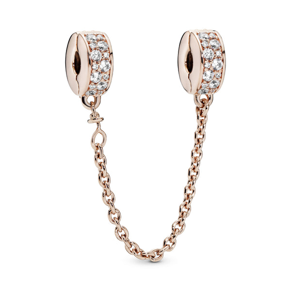 Rose gold deals pandora safety chain