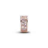 Heart 14k Rose Gold-plated clip with pink mist crystal, clear cubic zirconia, rose pink crystal and silicone grip