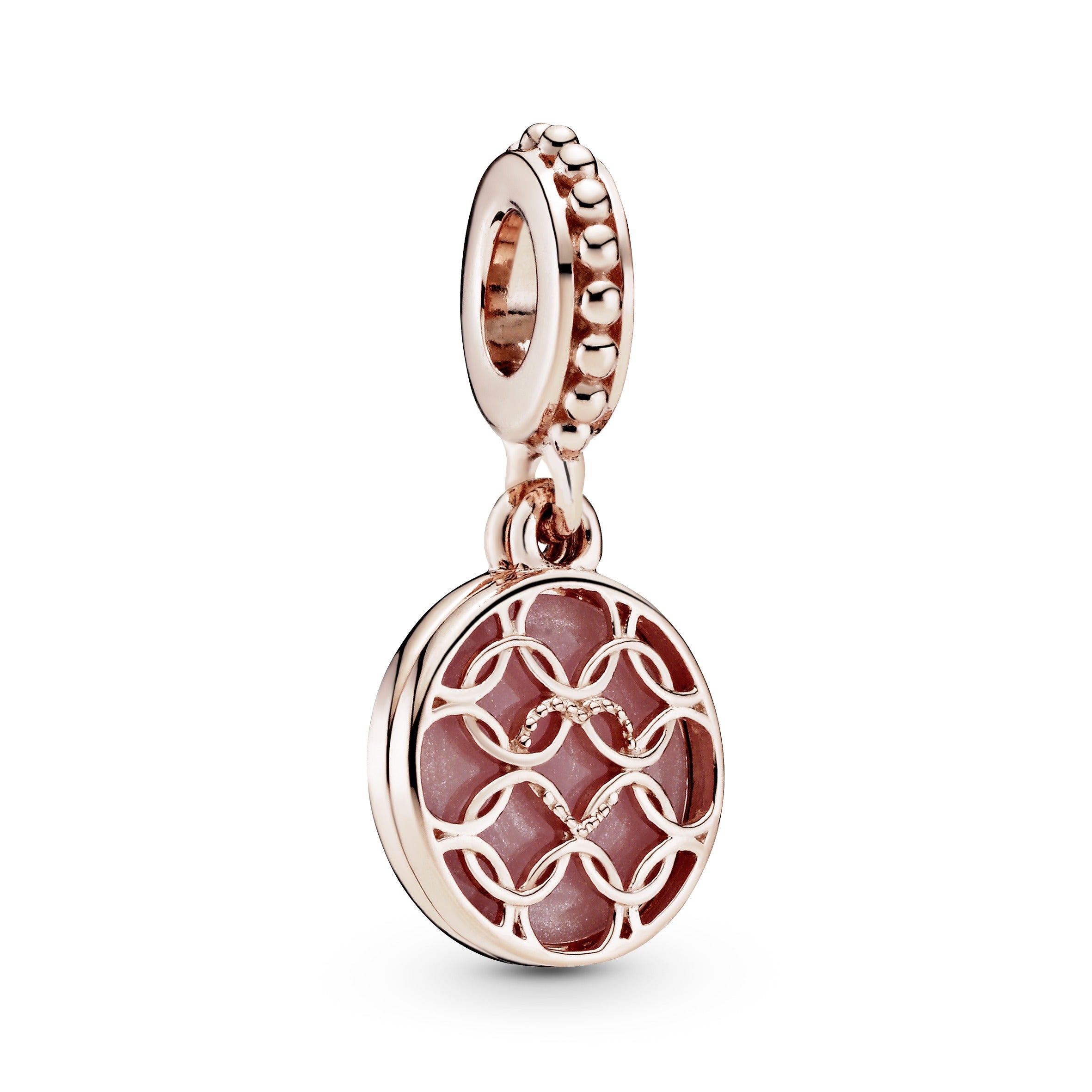 Loves makes a family 14k Rose Gold-plated dangle with pink enamel
