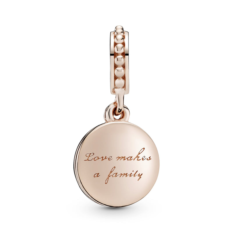 Loves makes a family 14k Rose Gold-plated dangle with pink enamel