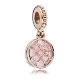 Loves makes a family 14k Rose Gold-plated dangle with pink enamel