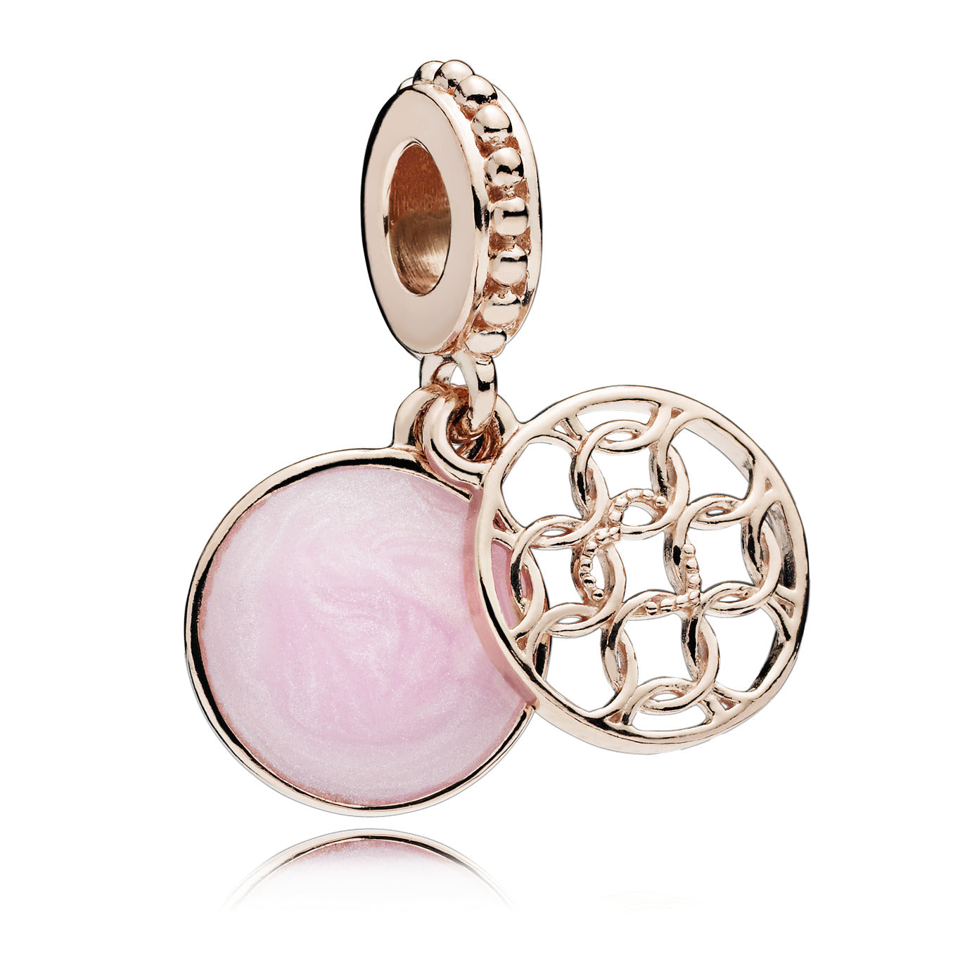 Loves makes a family 14k Rose Gold-plated dangle with pink enamel
