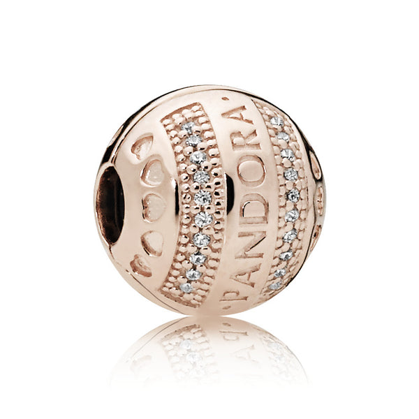 PANDORA Rose logo clip with clear cubic zirconia and silicone grip Pandora Jordan