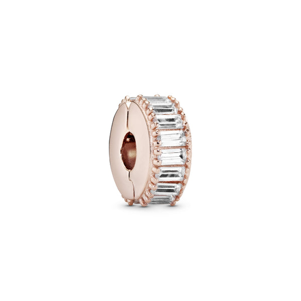 PANDORA Rose clip with clear cubic zirconia and silicone grip