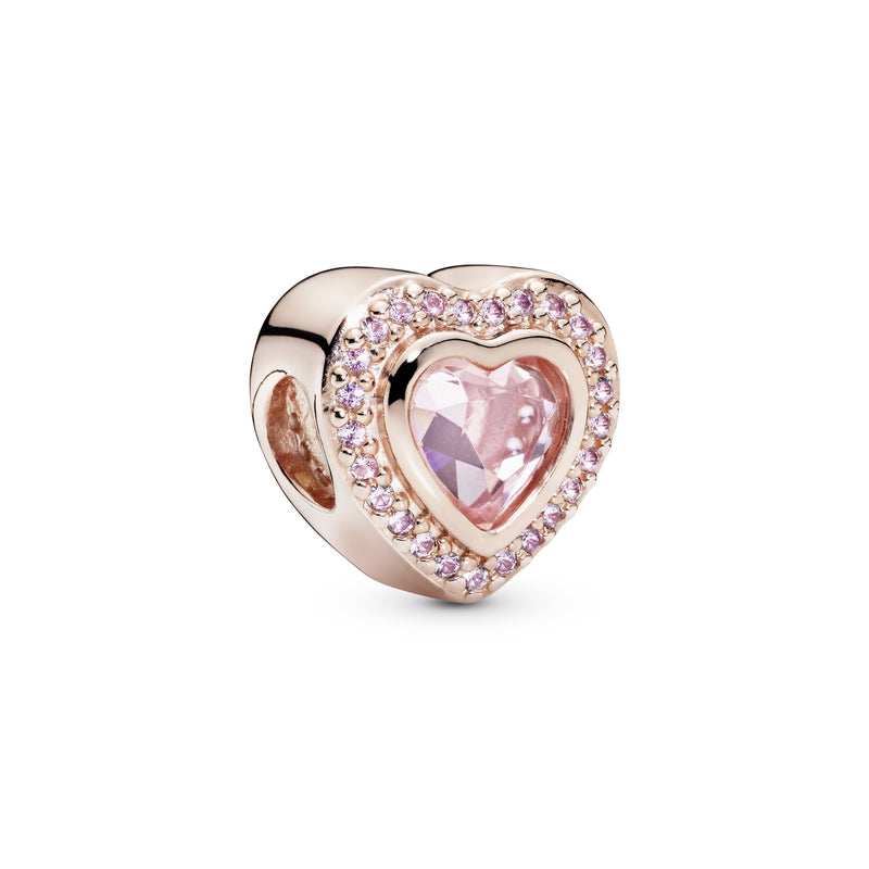 Heart 14k Rose Gold-plated charm with pink mist crystal