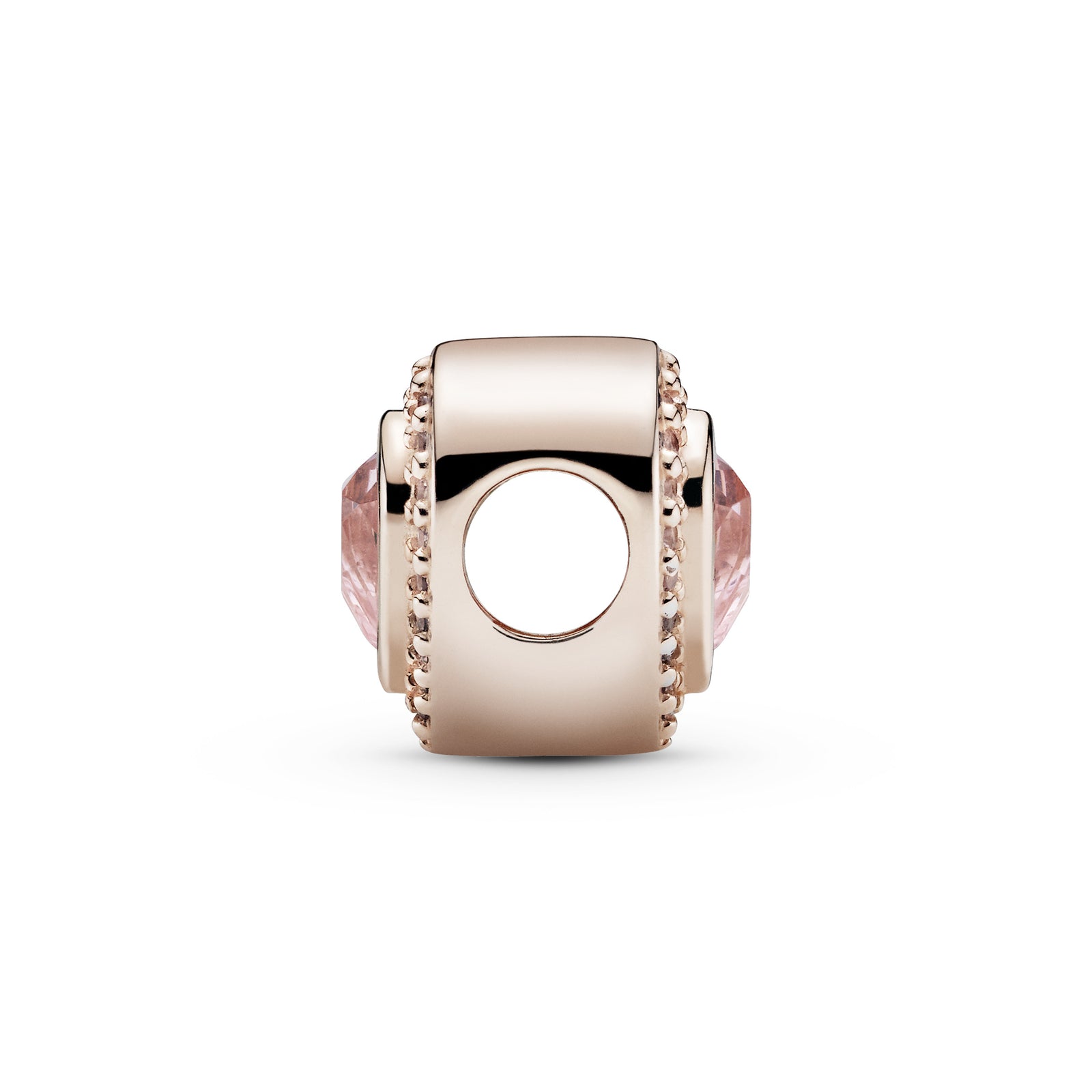 Heart 14k Rose Gold plated charm with pink mist crystal Pandora Jordan