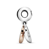 Like mother, like daughter splitable 14k Rose Gold-plated and silver dangle with black enamel
