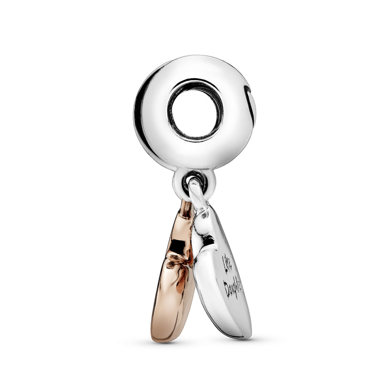 Like mother, like daughter splitable 14k Rose Gold-plated and silver dangle with black enamel