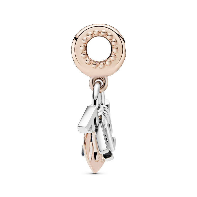Family 14k Rose Gold-plated and silver dangle with clear cubic zirconia
