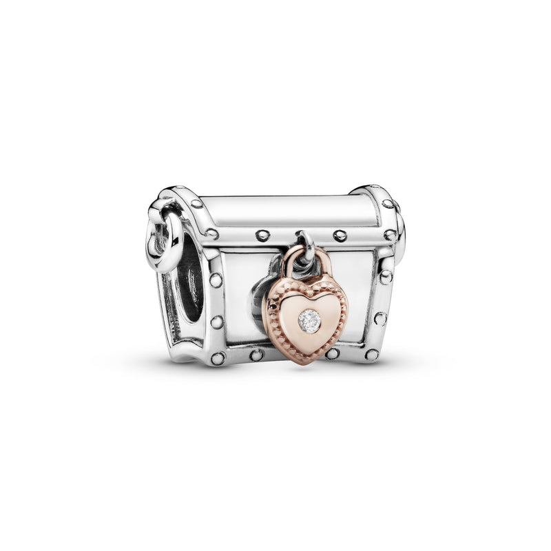 Treasure box 14k Rose Gold-plated and silver charm with 0,01 ct TW h/vs diamond
