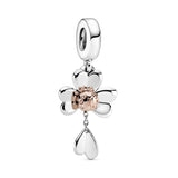 Clover and ladybird 14k Rose Gold-plated and silver dangle