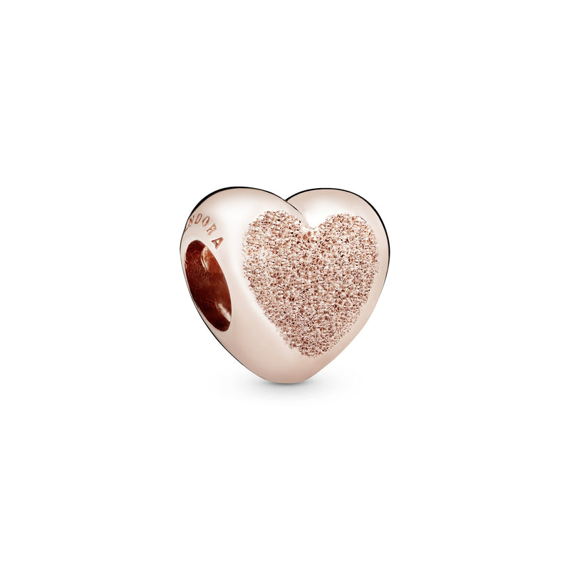 Heart charm in diamond-pointed Pandora Rose