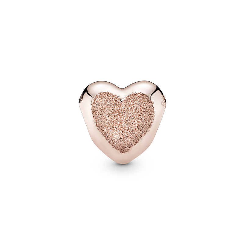 Heart charm in diamond-pointed Pandora Rose