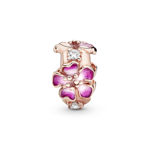 Pink Peach Blossom Flower Clip Charm