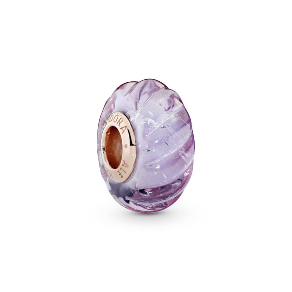 Groove 14k Rose Gold-plated charm with iridescent, pink and purple Murano glass