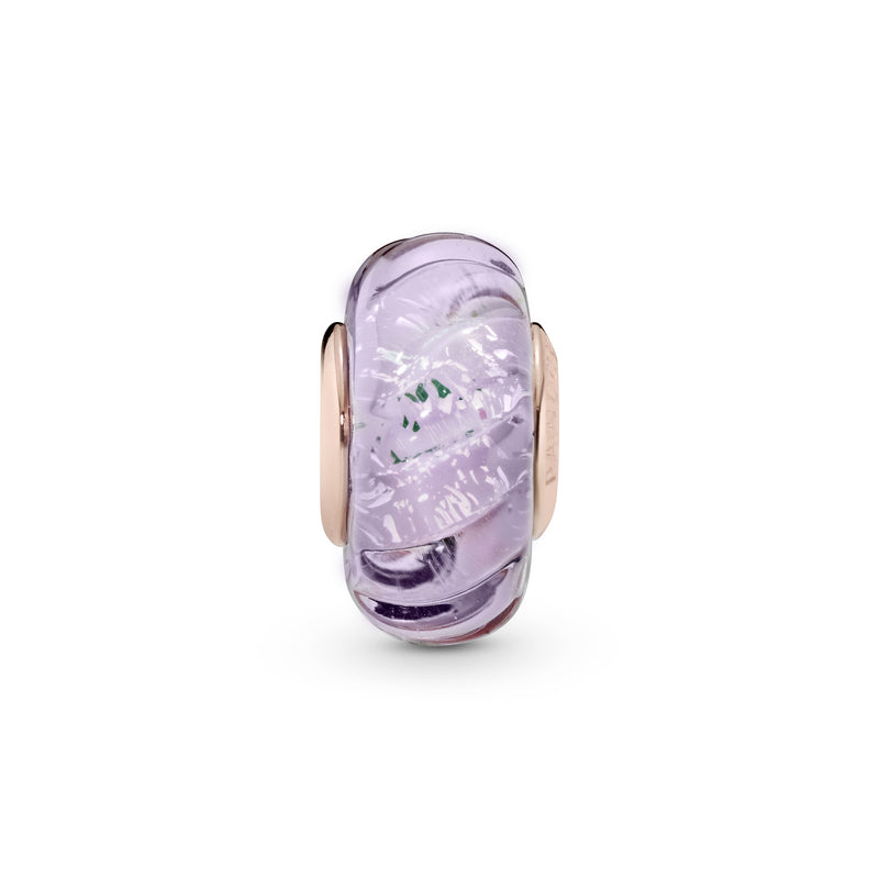 Groove 14k Rose Gold-plated charm with iridescent, pink and purple Murano glass