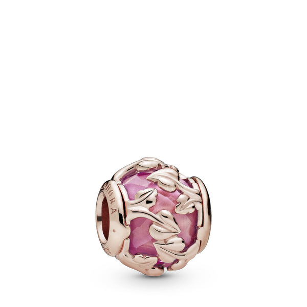 Leaves 14k Rose Gold-plated charm with encased pink synthetic sapphire