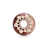 Leaves 14k Rose Gold-plated charm with pink Murano glass