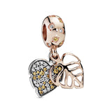 Leaves 14k Rose Gold-plated and sterling silver dangle with clear and honey cubic zirconia