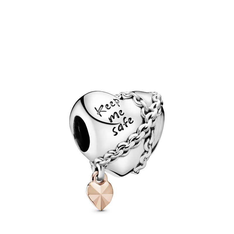 Chained heart sterling silver and 14k Rose Gold-plated charm
