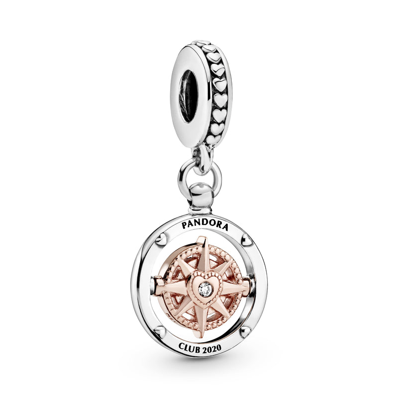 Pandora Club 2020 sterling silver and 14k Rose Gold-plated dangle with 0.01 ct TW h/vs diamond