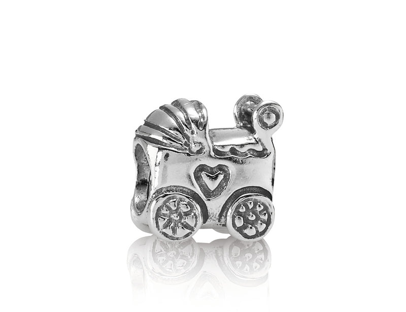 Baby carriage silver charm