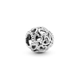 Openwork hearts silver charm