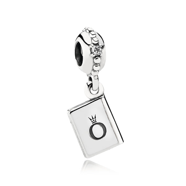 Passport silver dangle with cubic zirconia