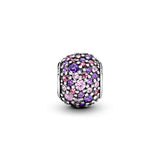 Pave silver charm with mixed shades of green cubic zirconia and green crystal