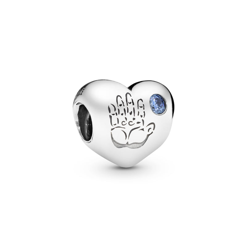 Baby boy silver charm with blue cubic zirconia