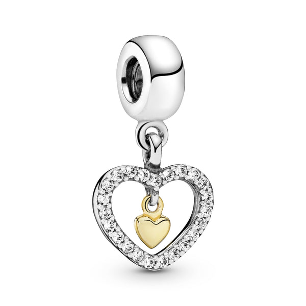 Sparkling Double Heart Dangle Charm