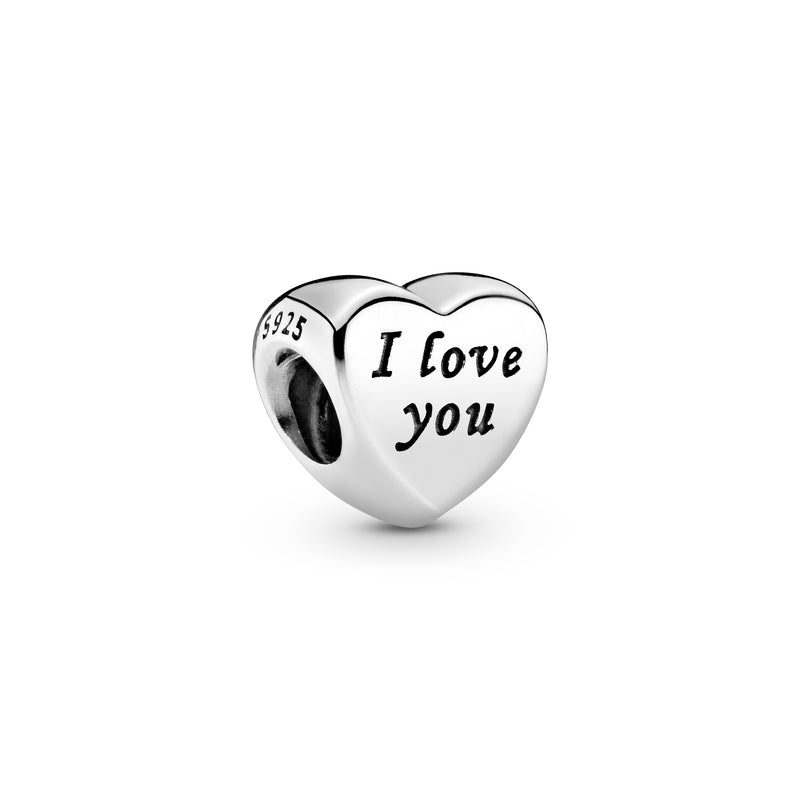 Heart silver charm with engraving I love you