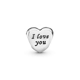 Heart silver charm with engraving I love you