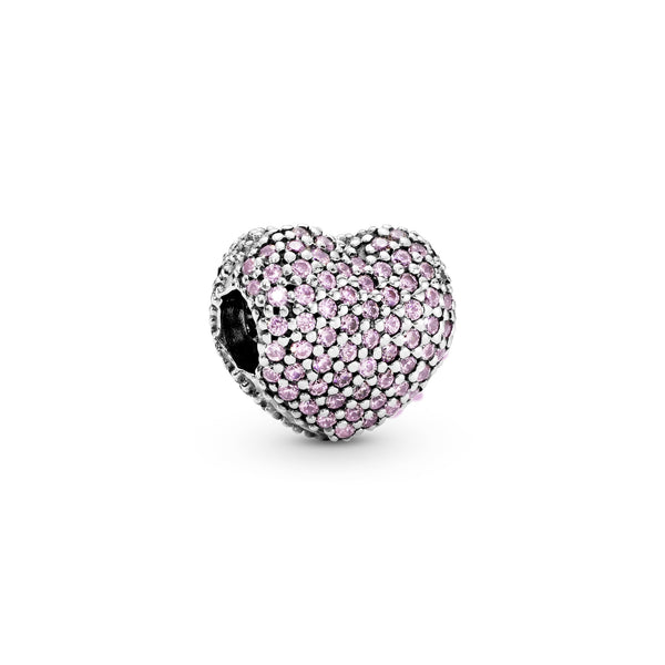 Pink Pavé Heart Clip Charm