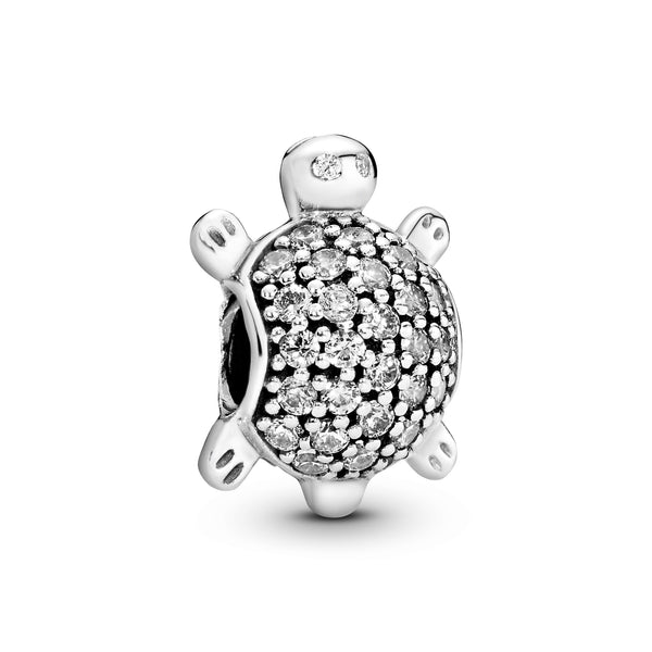 Turtle silver charm with cubic zirconia