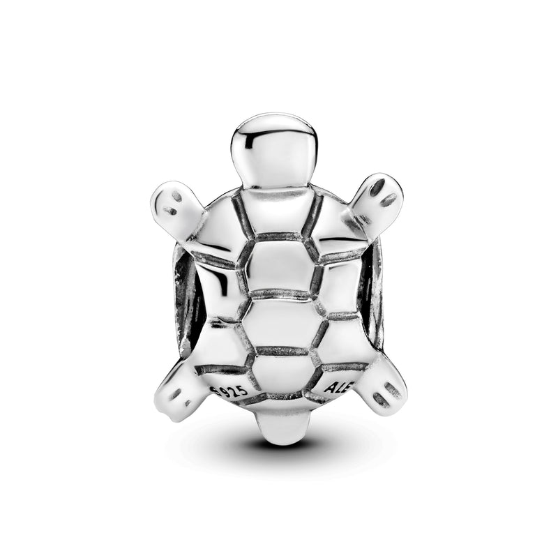 Turtle silver charm with cubic zirconia