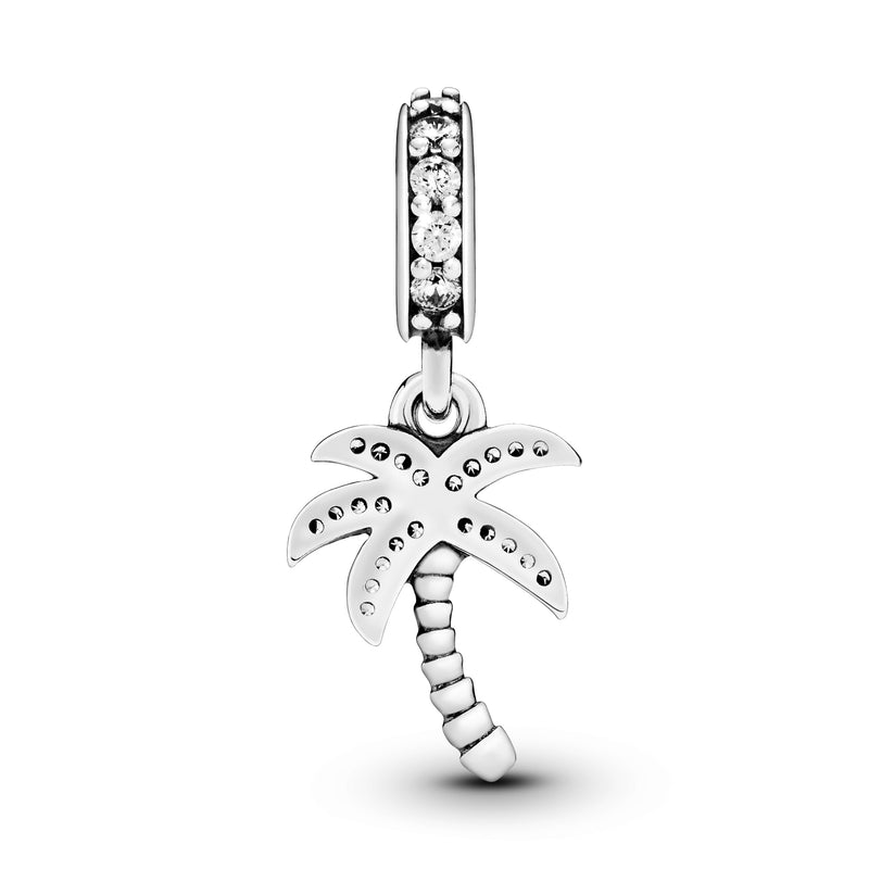 Palm tree silver dangle with cubic zirconia