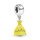 Disney Belle dress silver dangle with yellow enamel